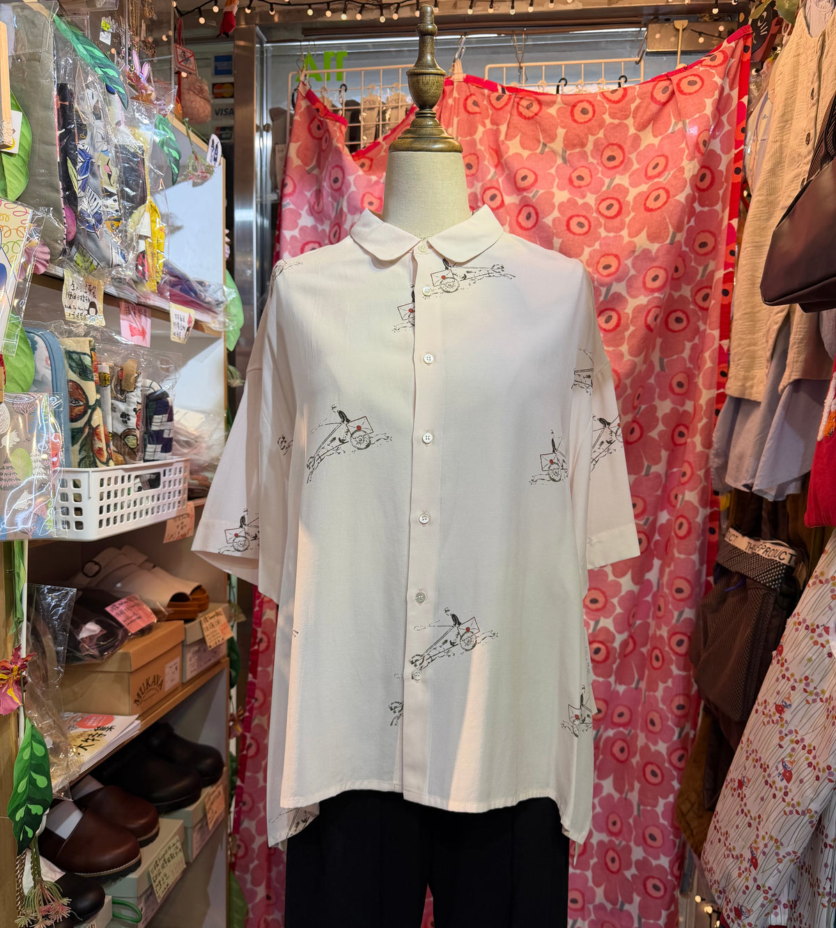 Ouvert French Prints Ivory Shirt, made in Japan