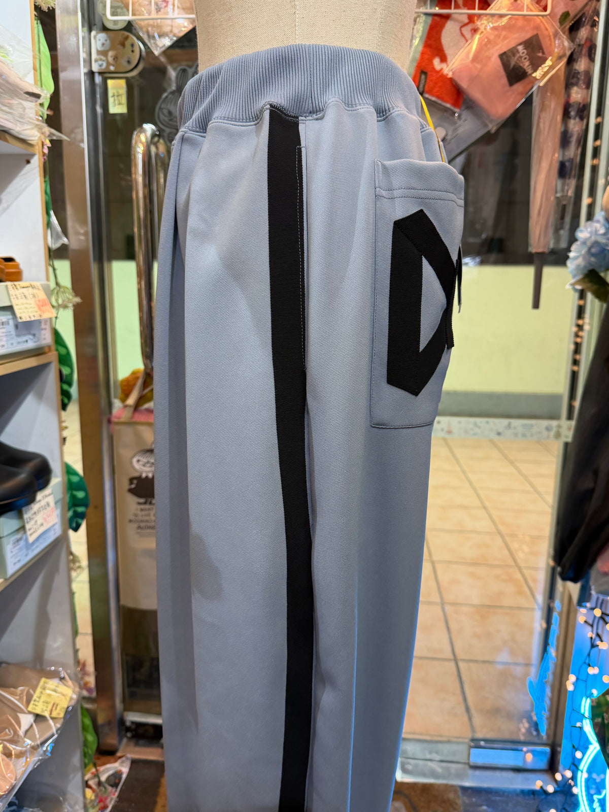 Drowse and yet… Grey Ribbon Jogger Pants, made in Japan