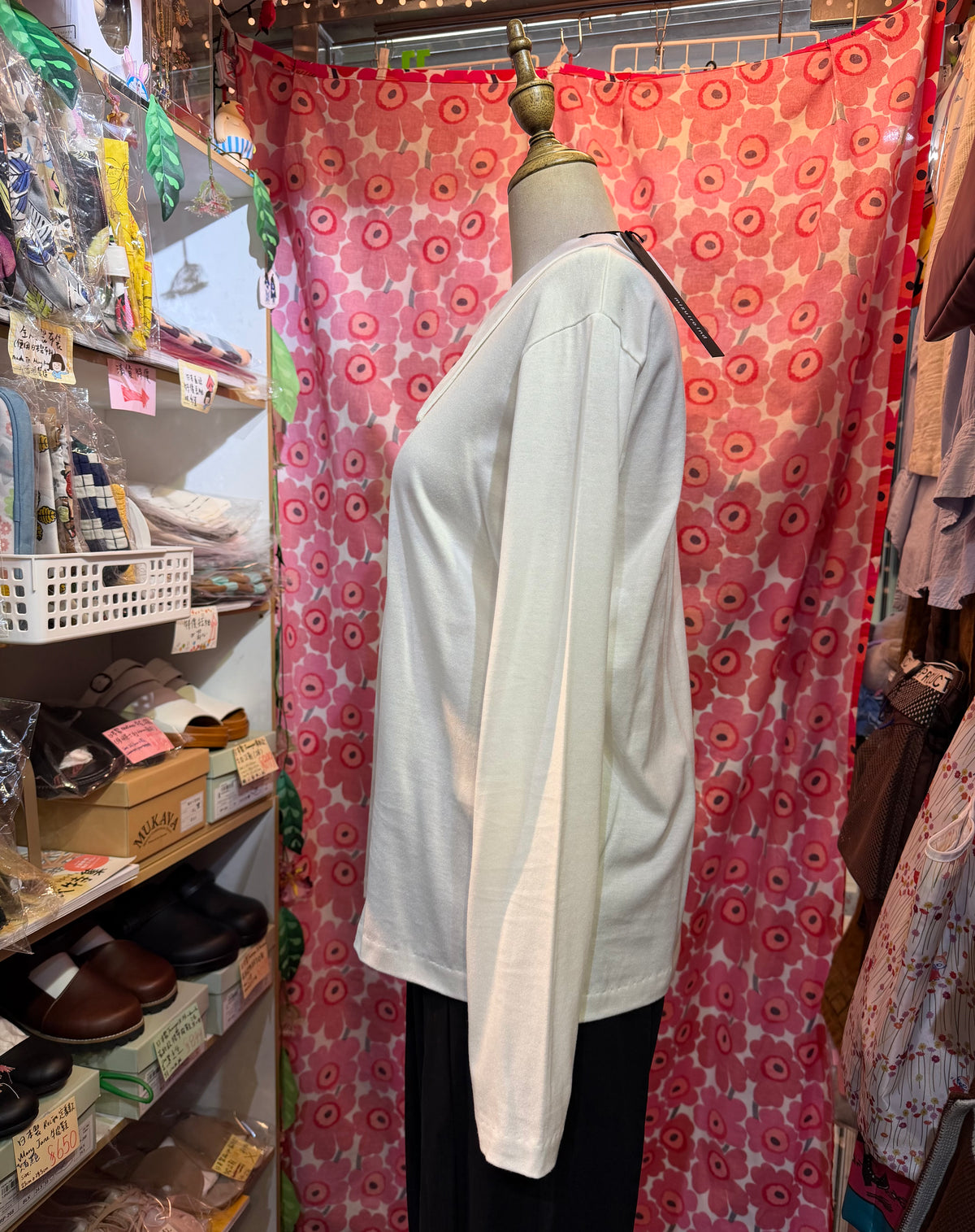 Mizuiro ind White Long Collar T-shirt, made in Japan