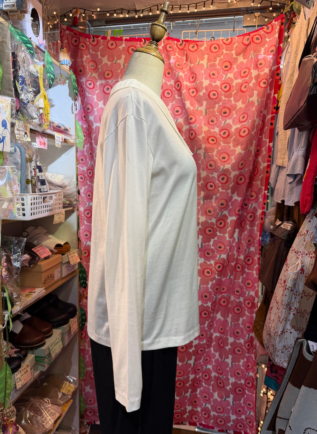 Mizuiro ind White Long Collar T-shirt, made in Japan