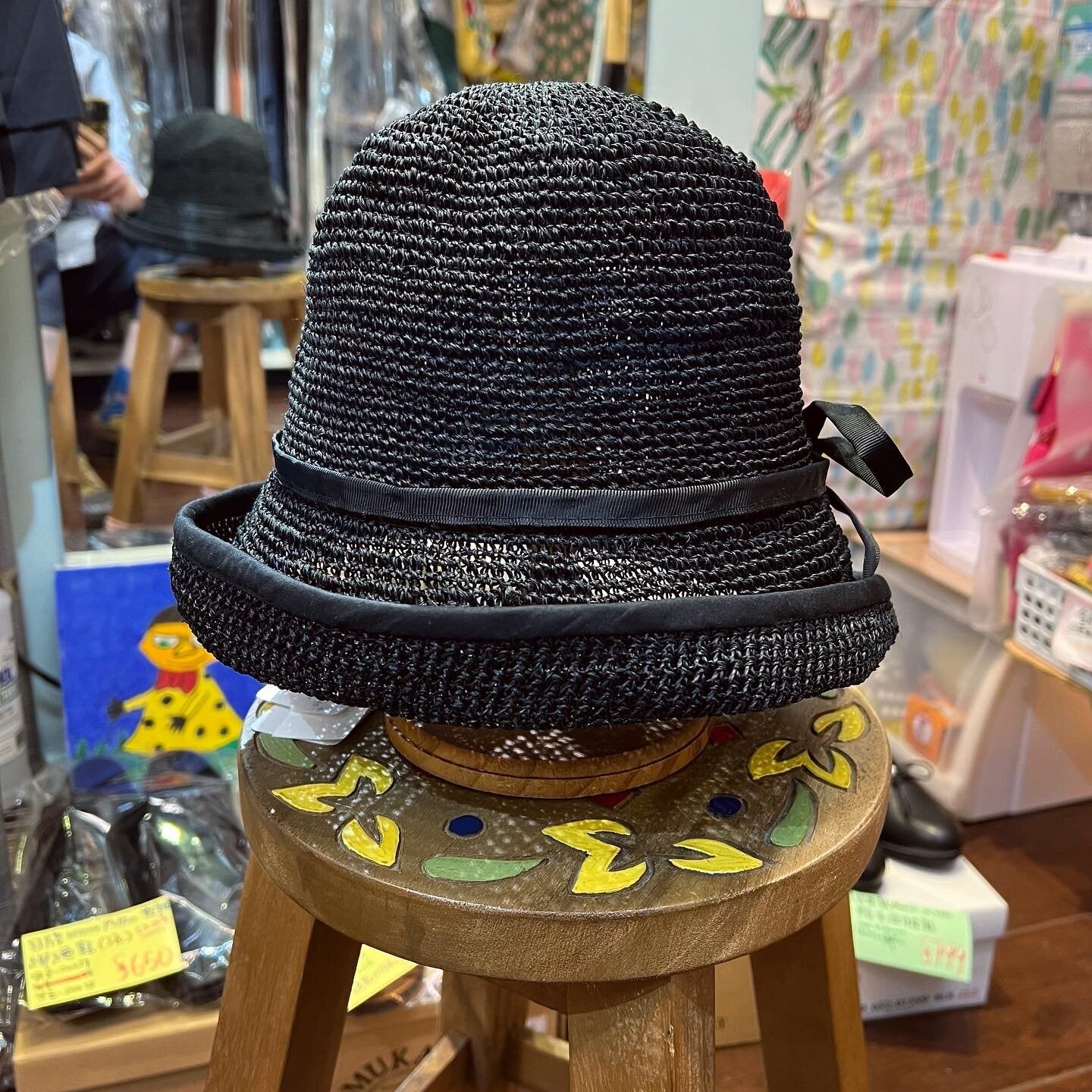 Sale- Anjou Chouette Straw Black Hat, made in Philippines