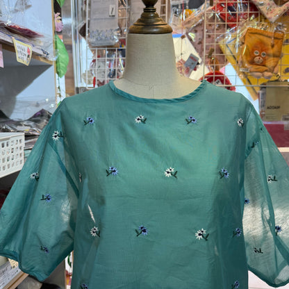 Doux bleu Embroidery Blouse, 2 Colors, made in India