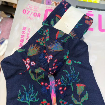 $99 only- Ande Floral Navy Socks, made in Japan
