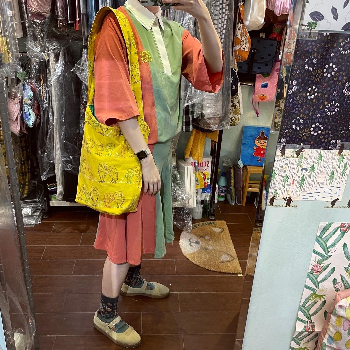 Handmade Owl Prints Tote Bag, fabric from Japan