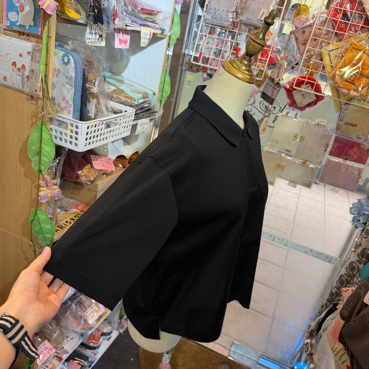 Mizuiro Ind Black Polo Shirt, made in Japan