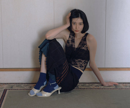 Tricote Blue Socks with Anklet, made n Japan