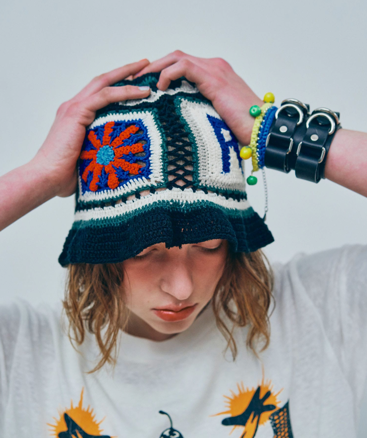 RNA Black MIX Motif Handcraft Crochet Hat