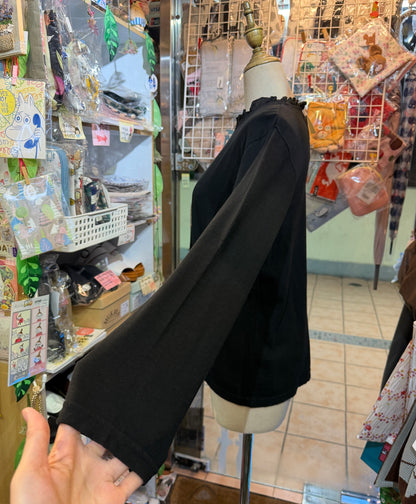 Days Frill Collar Black T-shirt, made in Japan