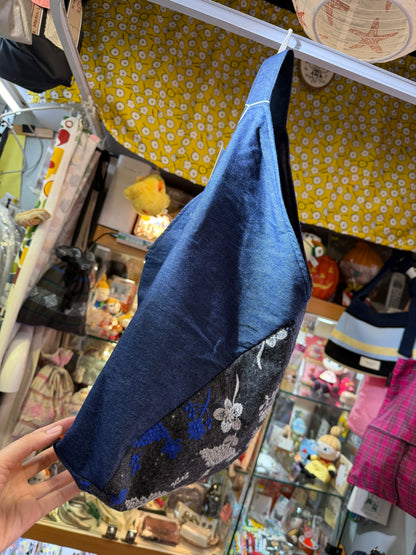 Castle… Embroidery X Denim Japanese Knot Shoulder Bag, made in Japan