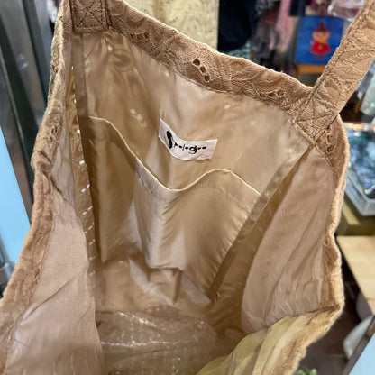 Sale- Spologum Beige Lace Tote Bag, made in Japan