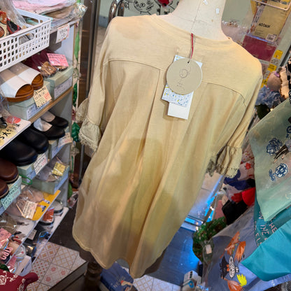 Yarra X Talk With Organic Dyeing Frill Long T-shirt, made in Japan