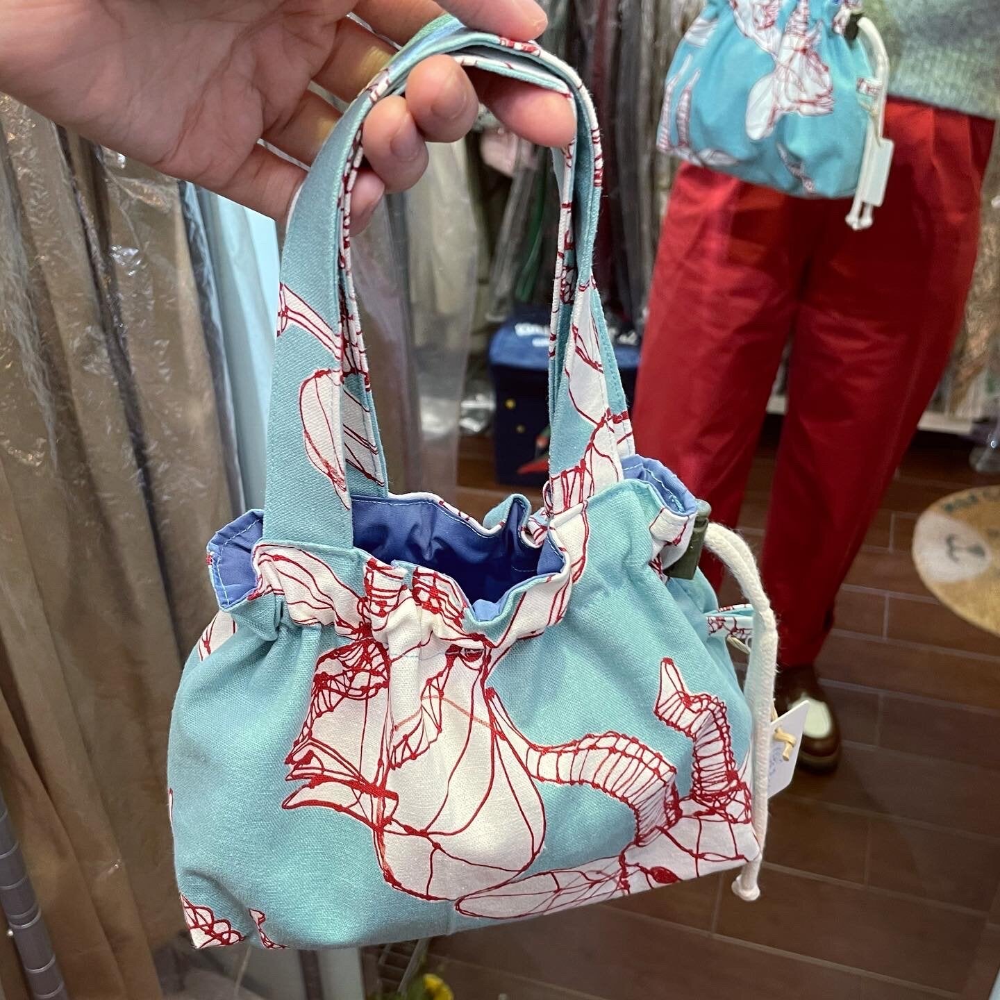 Handmade Deer Print Small Bag, Fabric from Japan