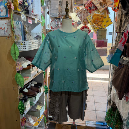 Doux bleu Embroidery Blouse, 2 Colors, made in India