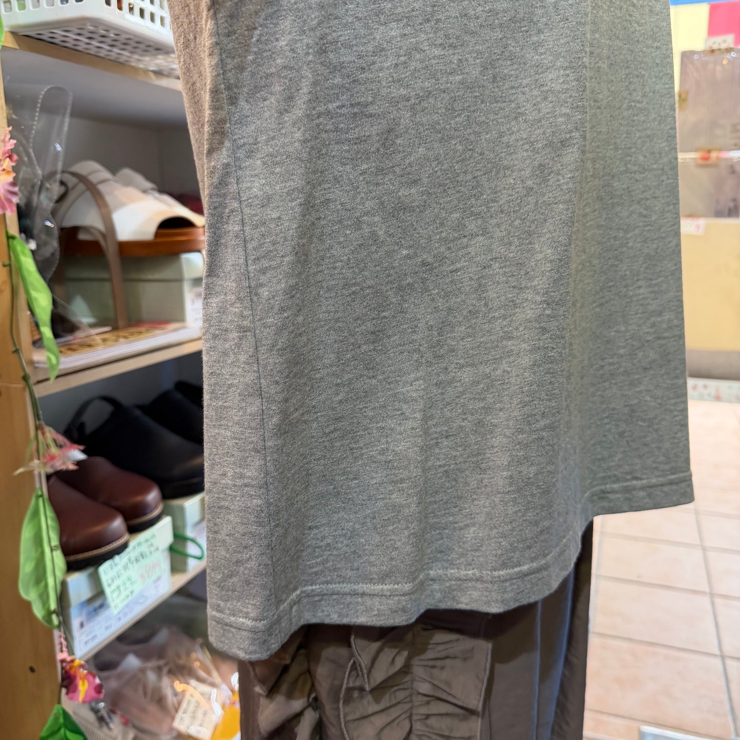 Cotton … Patchworks Grey T-shirt, made in Japan