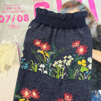 Antipast Wild Flowers Navy Socks, made in Japan