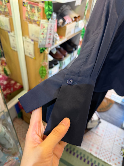 KICK Blue Patchwork Long Army Shirt, made in Japan