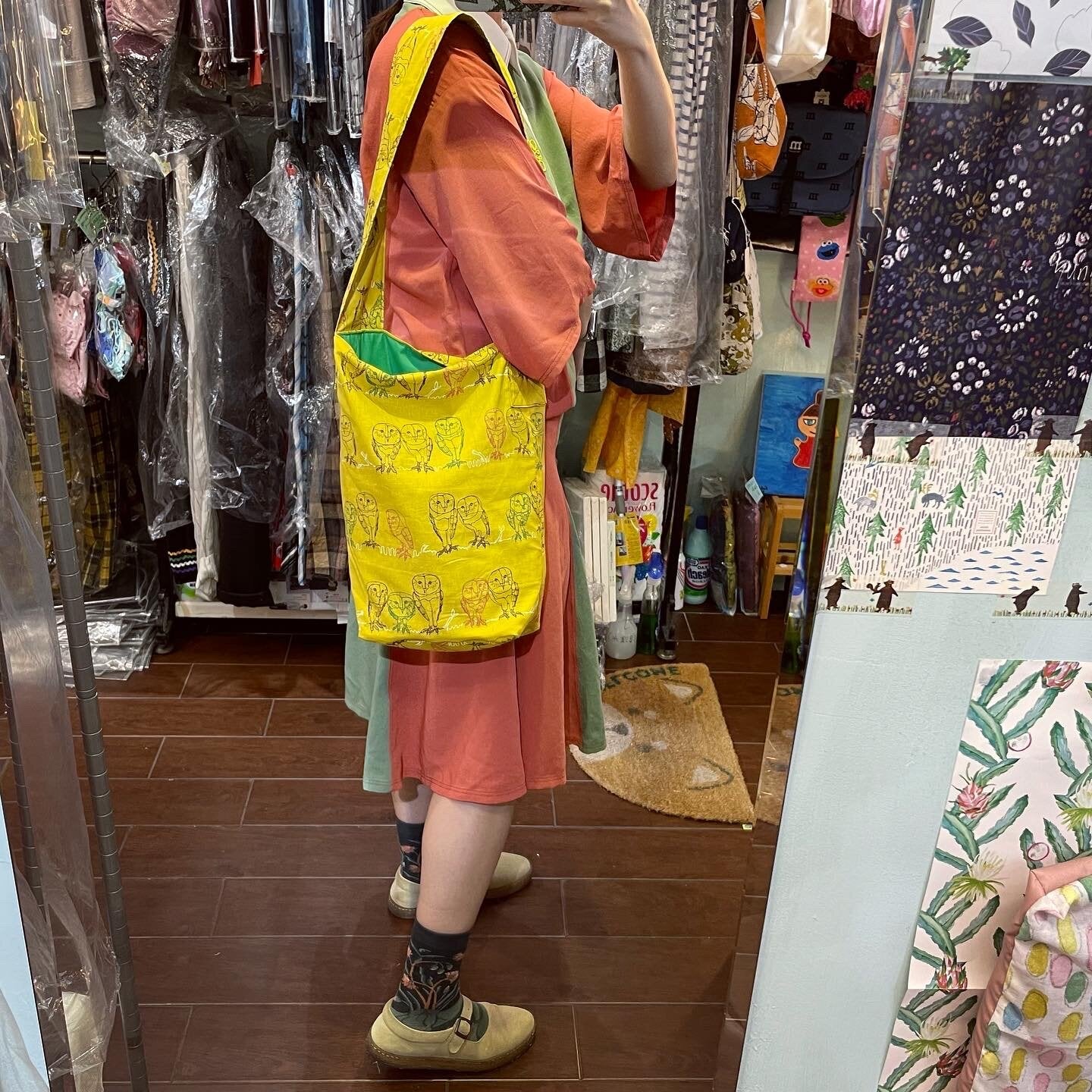 Handmade Owl Prints Tote Bag, fabric from Japan