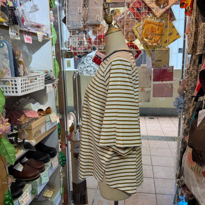 Le colis Beige Striped T-shirt, Cool Comfort Fabric