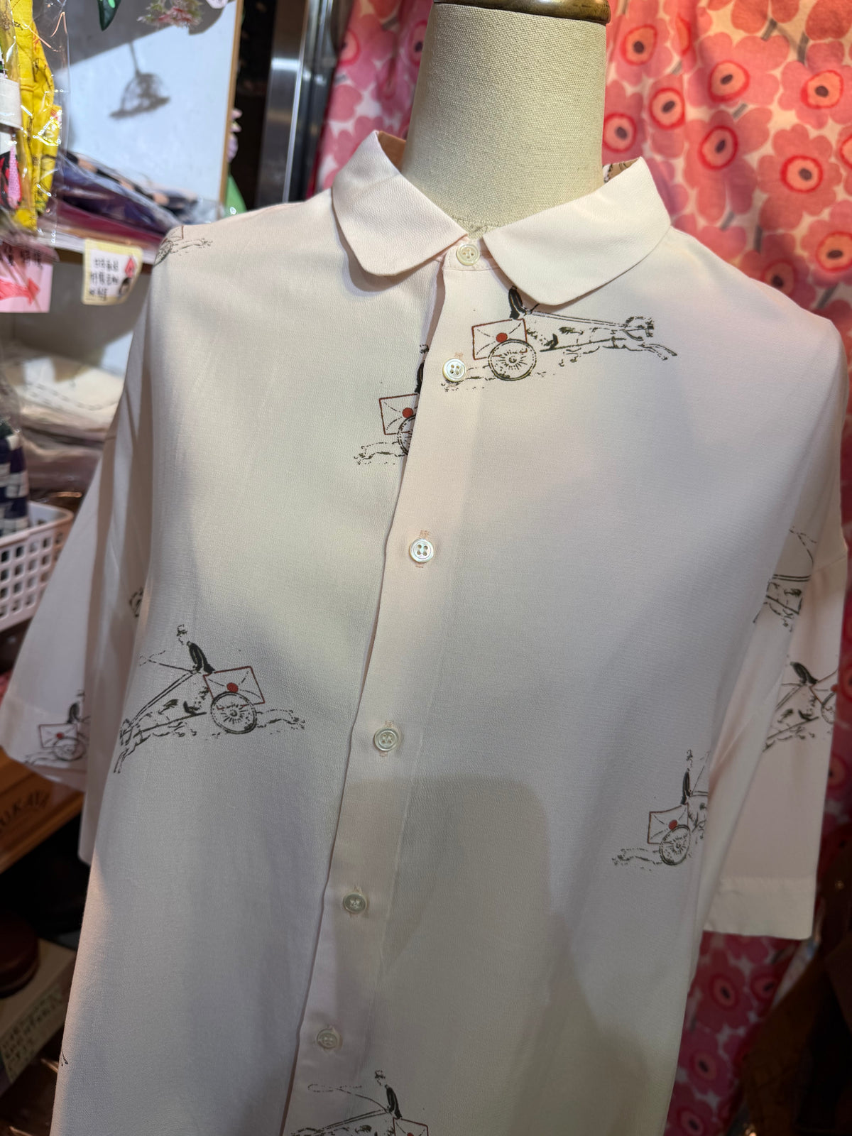 Ouvert French Prints Ivory Shirt, made in Japan