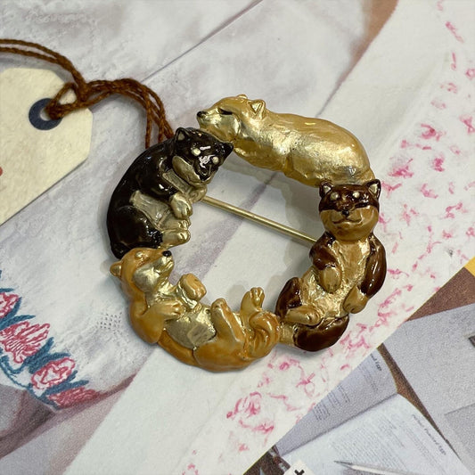 Palnart Poc Dogs Brooch, made in Japan