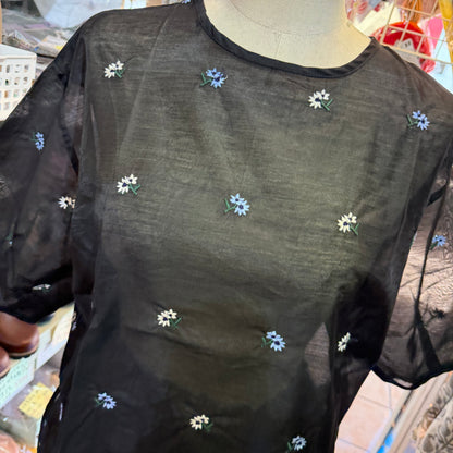 Doux bleu Embroidery Blouse, 2 Colors, made in India