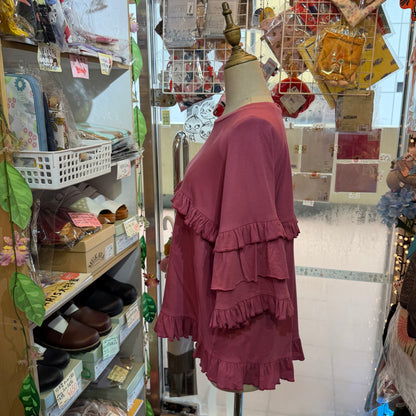 Tumugu Pink Frill Pullover, Sweatshirt, made in Japan