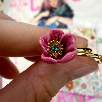 Les Néréides Paris Symphonie Des Fleurs Pink Flower Ring, size 13, imported from the UK