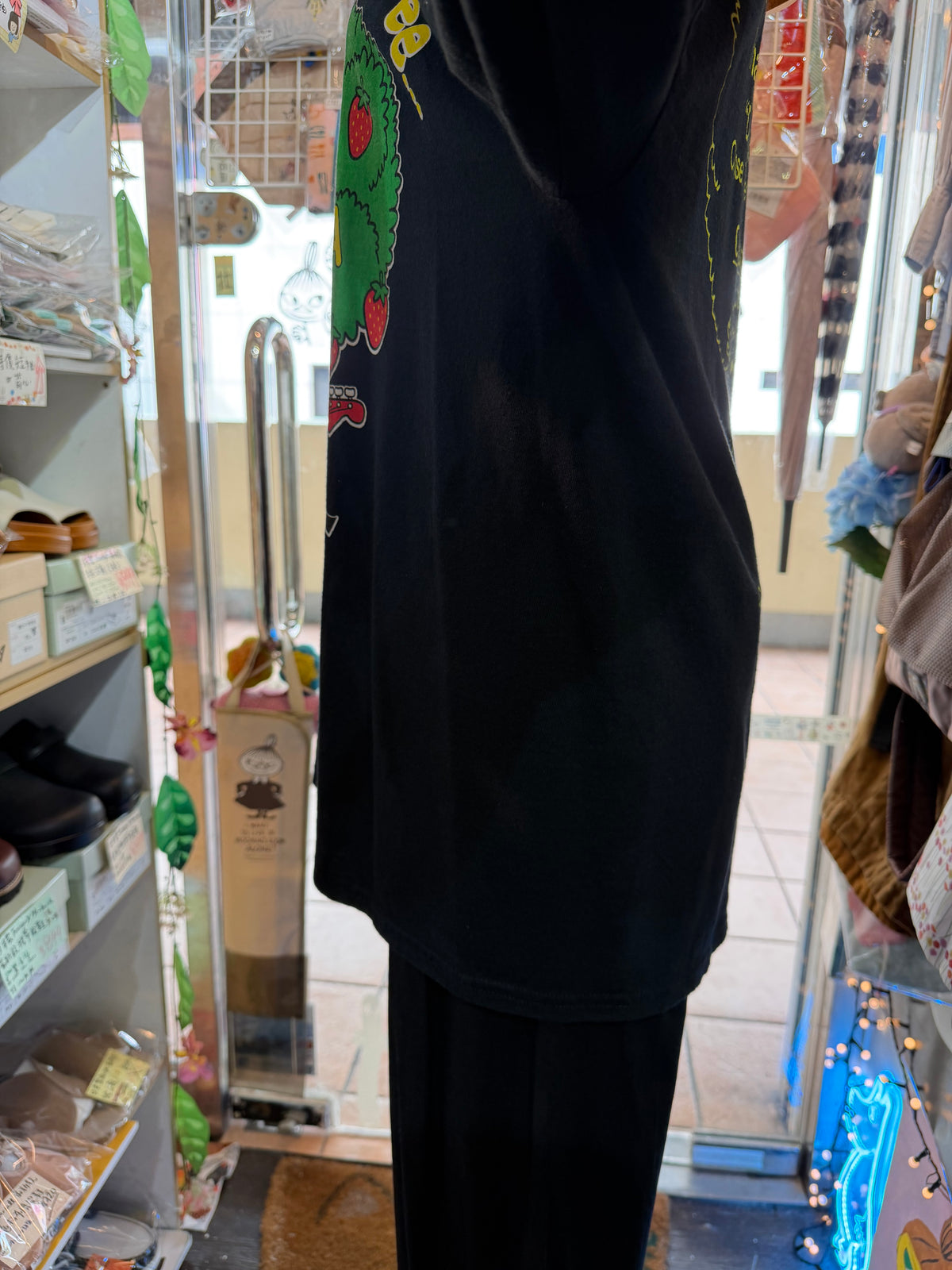 RNA Tree and Strawberry Black Long T-shirt, made in Japan