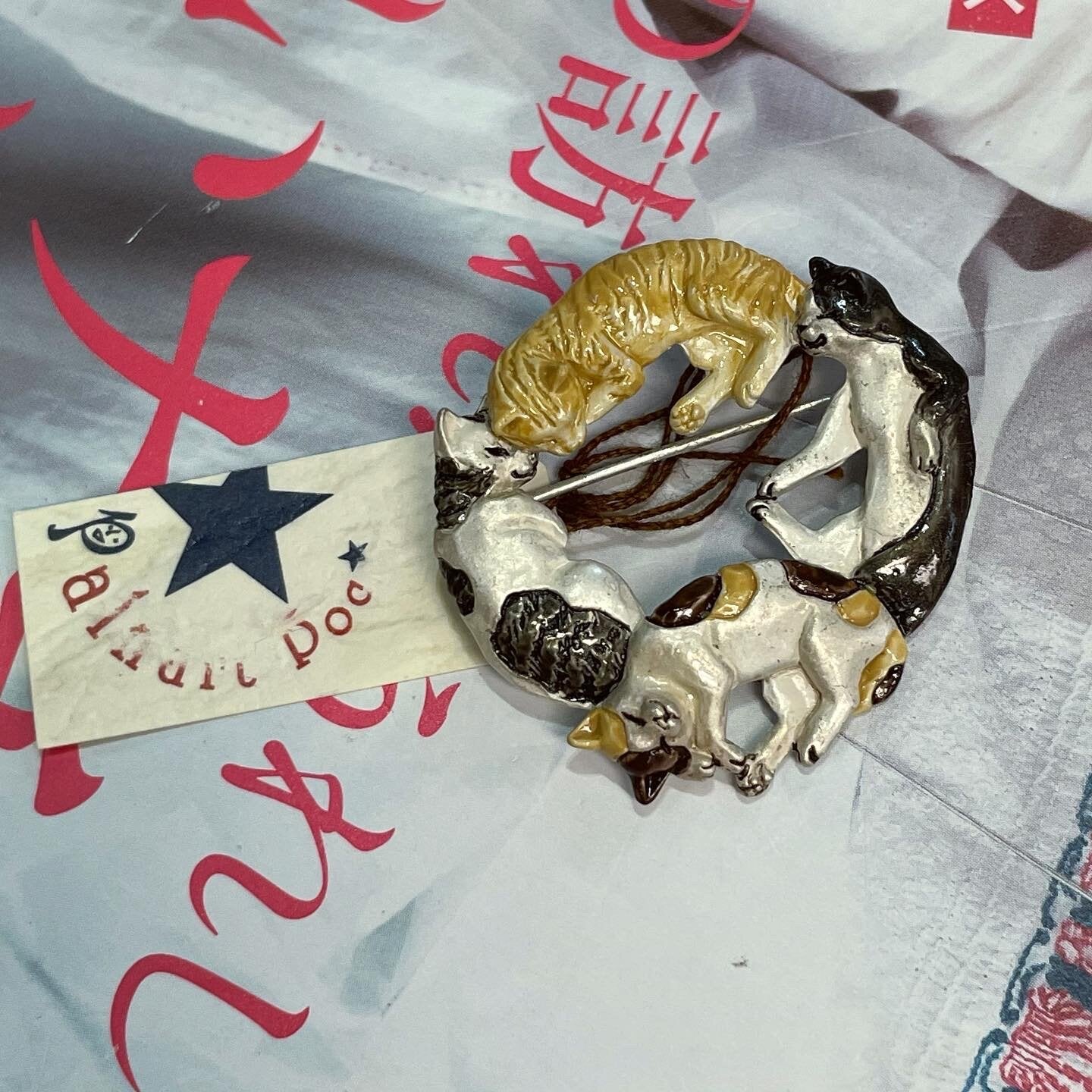 Palnart Poc Cats Brooch, made in Japan