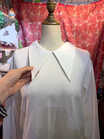 Mizuiro ind White Long Collar T-shirt, made in Japan