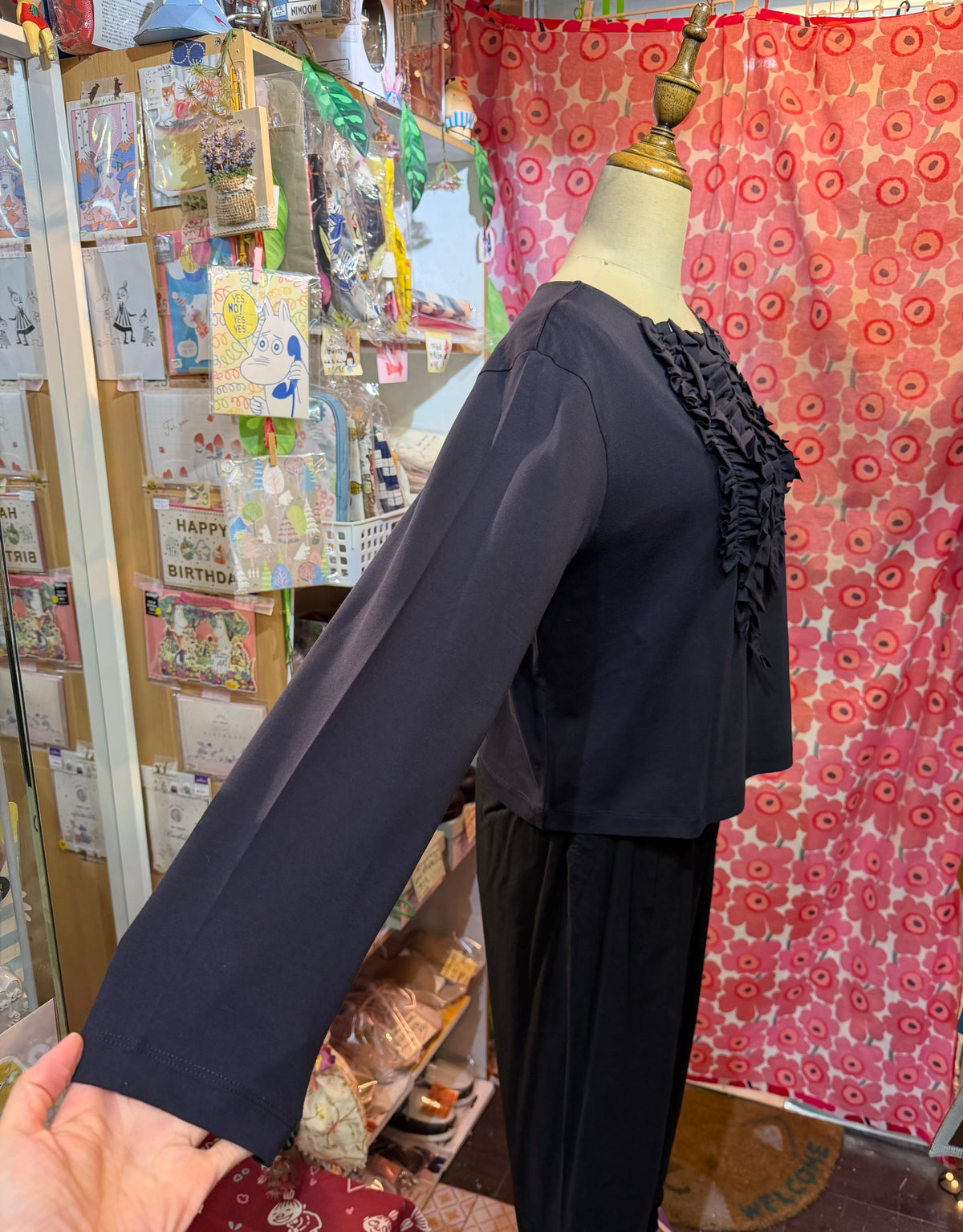 Mizuiro ind Navy Frill Collar Blouse, made in Japan
