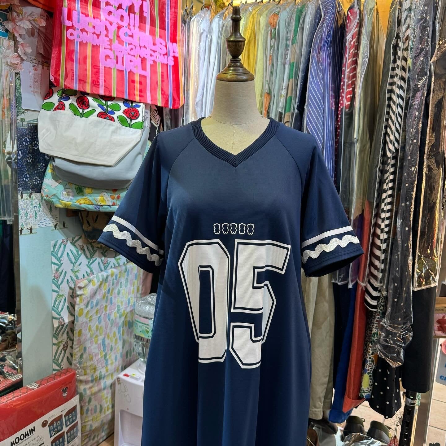 Frankygrow Navy Ruffles Dress, made in Japan