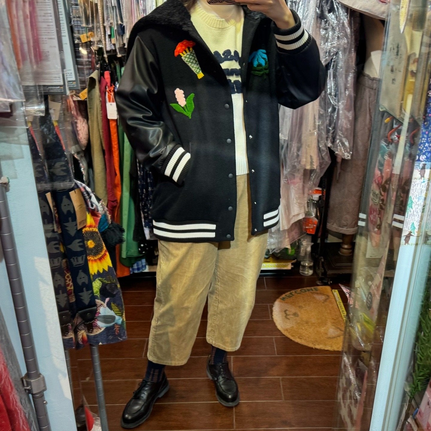 Sale- bedsidedrama 冬に咲く花 Flower Sailor Stadium Jacket, Size 2, made in Japan
