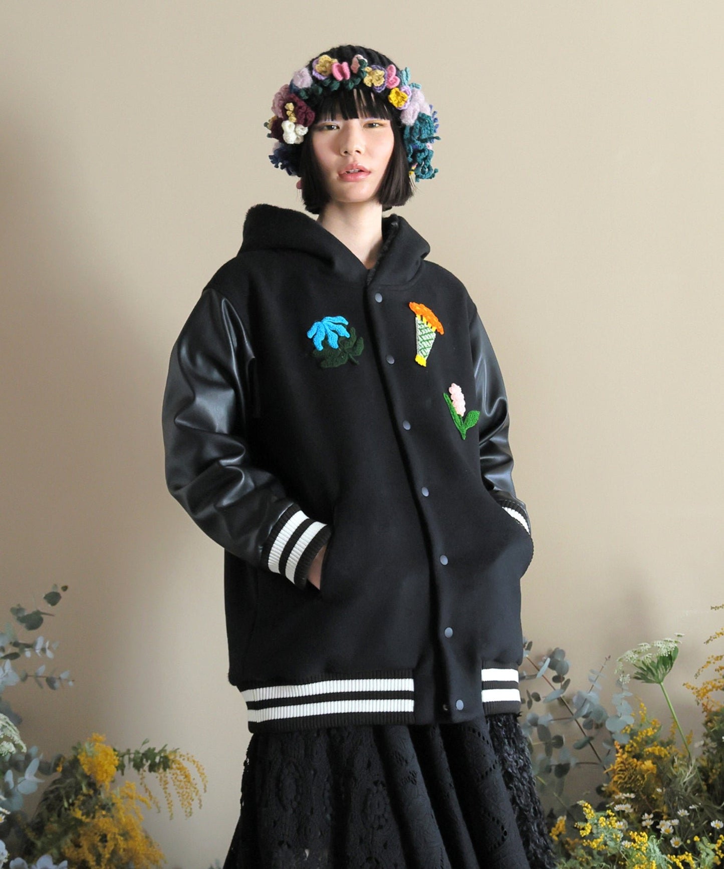 Sale- bedsidedrama 冬に咲く花 Flower Sailor Stadium Jacket, Size 2, made in Japan
