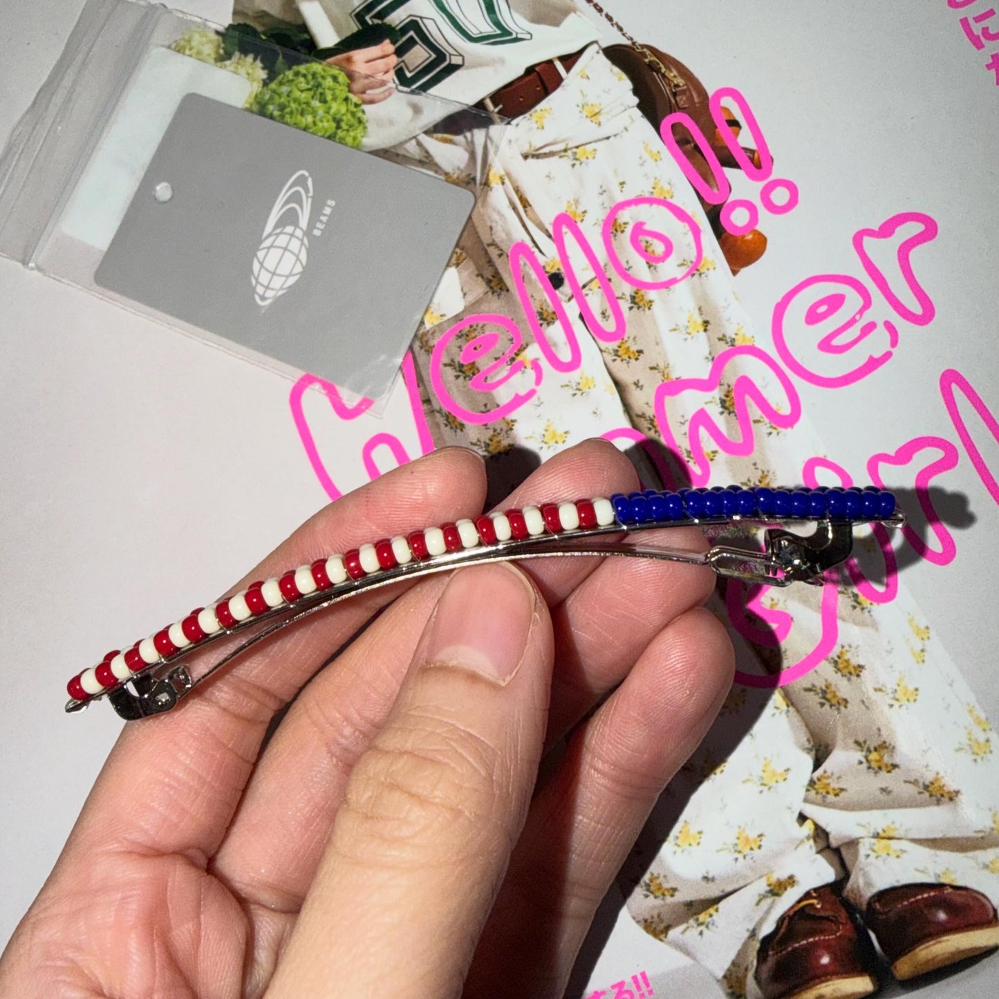 Beams Boy USA Colorful Beads Large Hair Clip, made in Japan