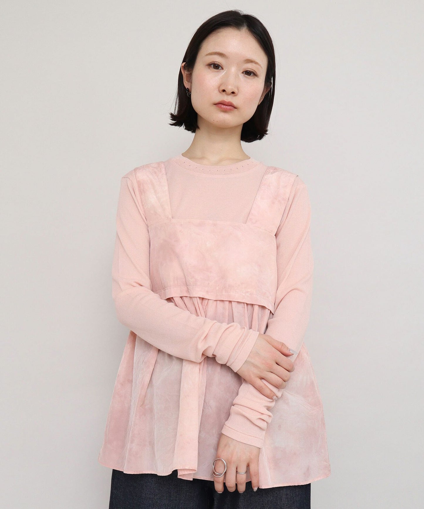 Iki Pink Nylon Cotton Typewriter Dyeing Blouse, made in Japan