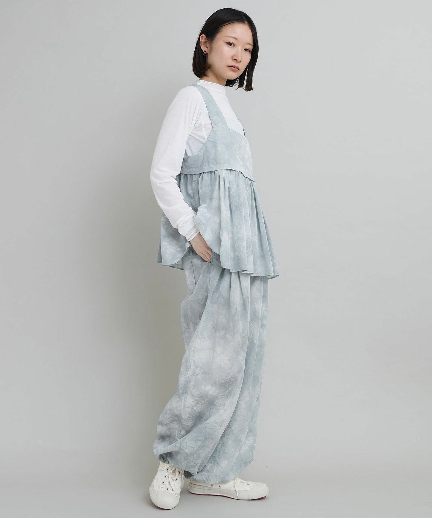 iki Nylon Cotton Typewriter Dyeing Grey Pants, made in Japan