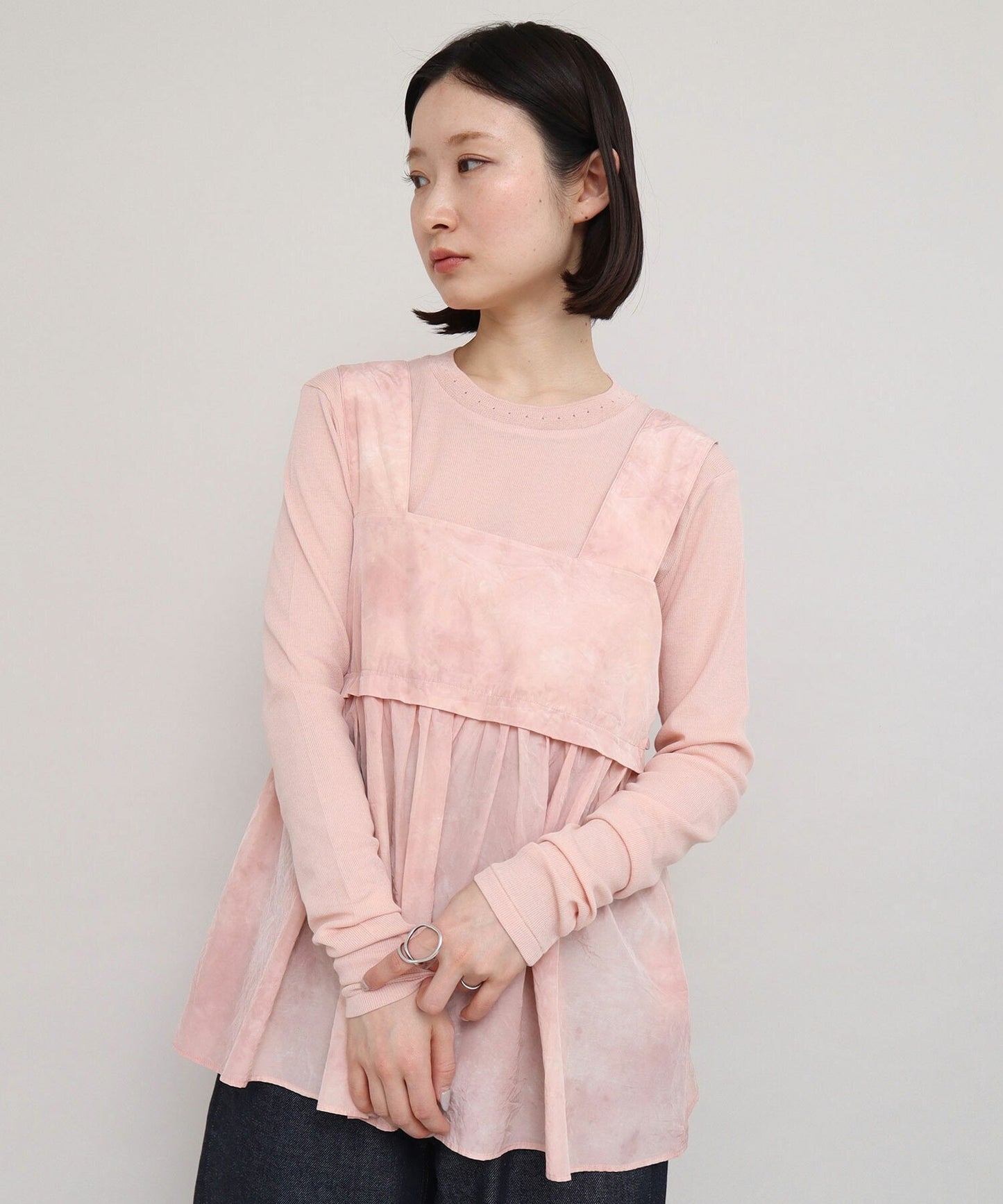 Iki Pink Nylon Cotton Typewriter Dyeing Blouse, made in Japan