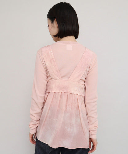 Sale- Iki Pink Nylon Cotton Typewriter Dyeing Blouse, made in Japan