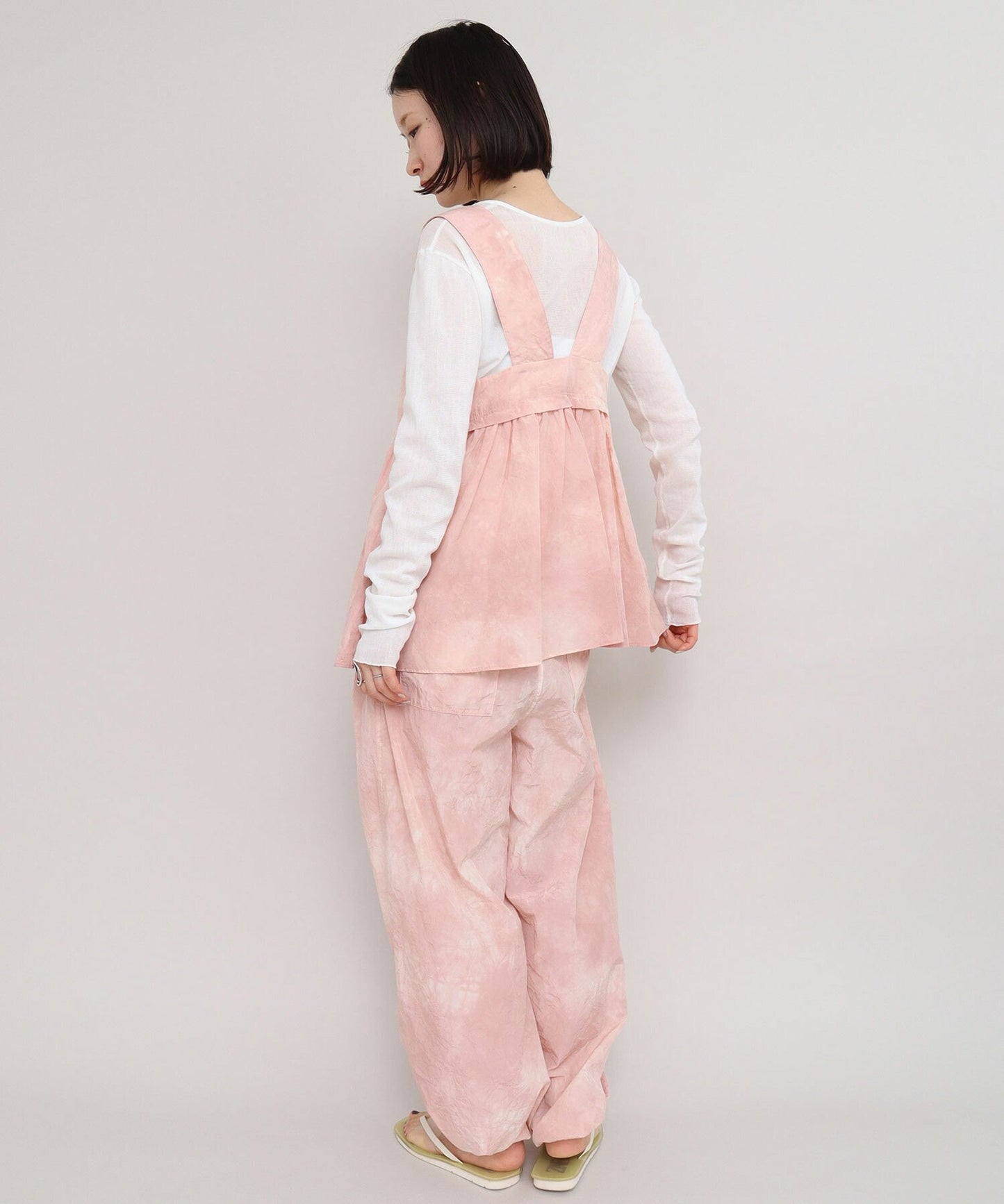 Iki Pink Nylon Cotton Typewriter Dyeing Blouse, made in Japan