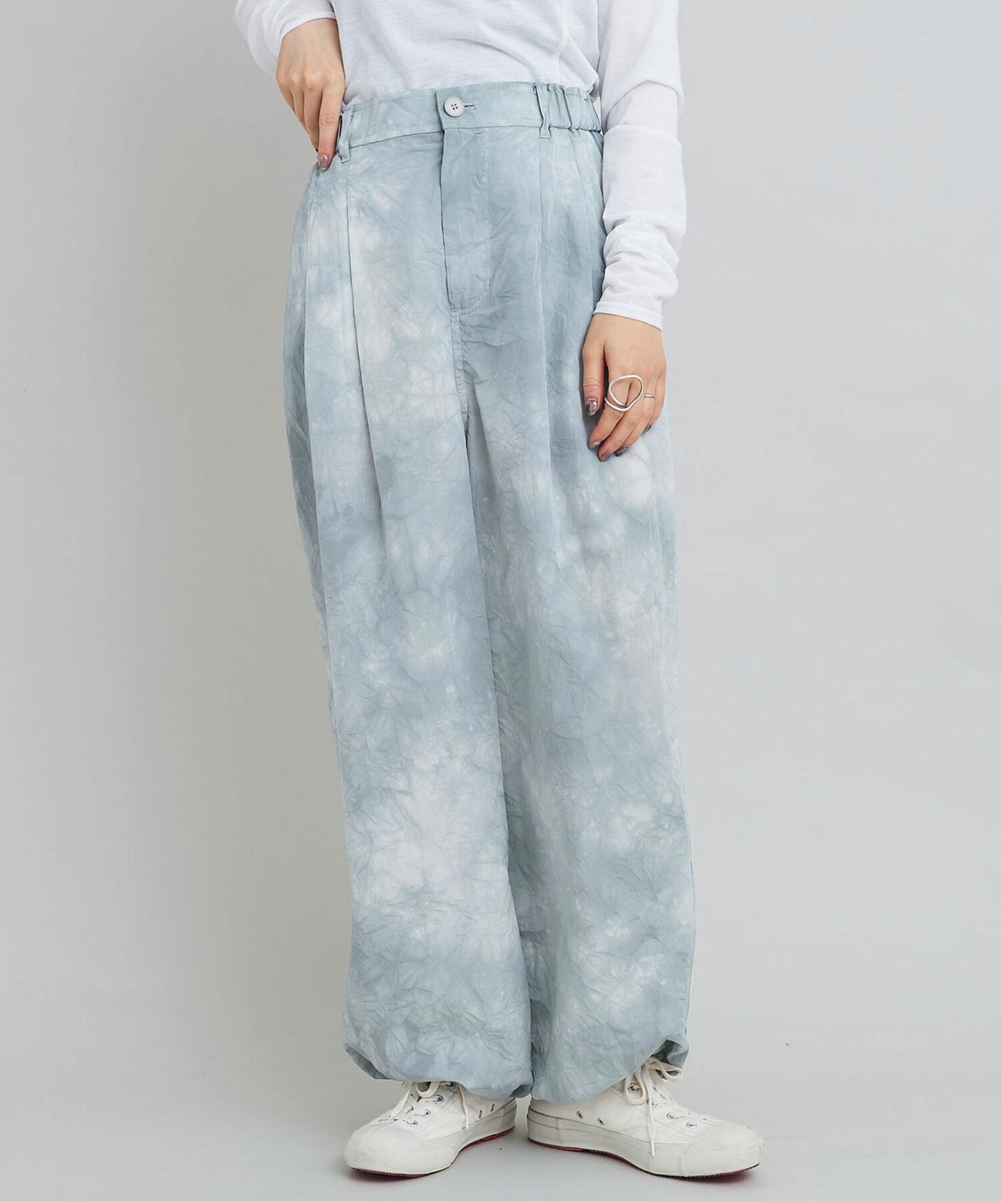 iki Nylon Cotton Typewriter Dyeing Grey Pants, made in Japan