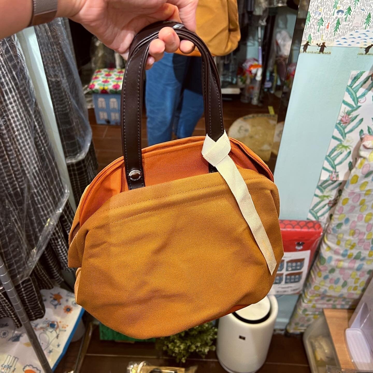 Sale- Anvocoeur Brown X Orange Canvas Handbag, made in Japan