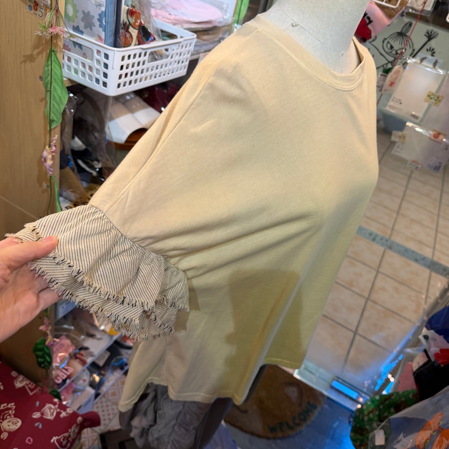 Yarra X Talk With Organic Dyeing Frill Long T-shirt, made in Japan