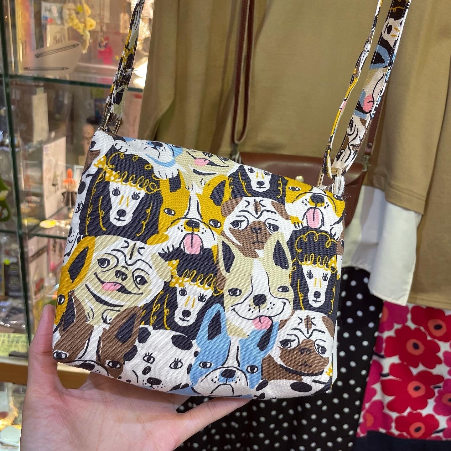 Handmade Dogs Prints Bag, fabric from Japan