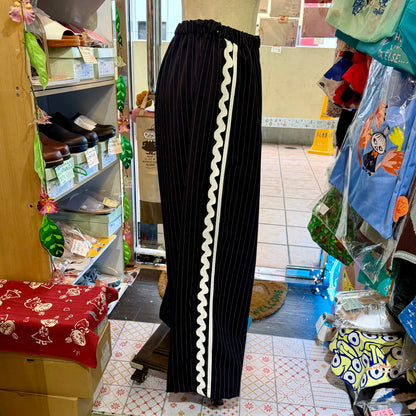 Franky Grow Twill Striped Navy Pants, Size F2, made in Japan