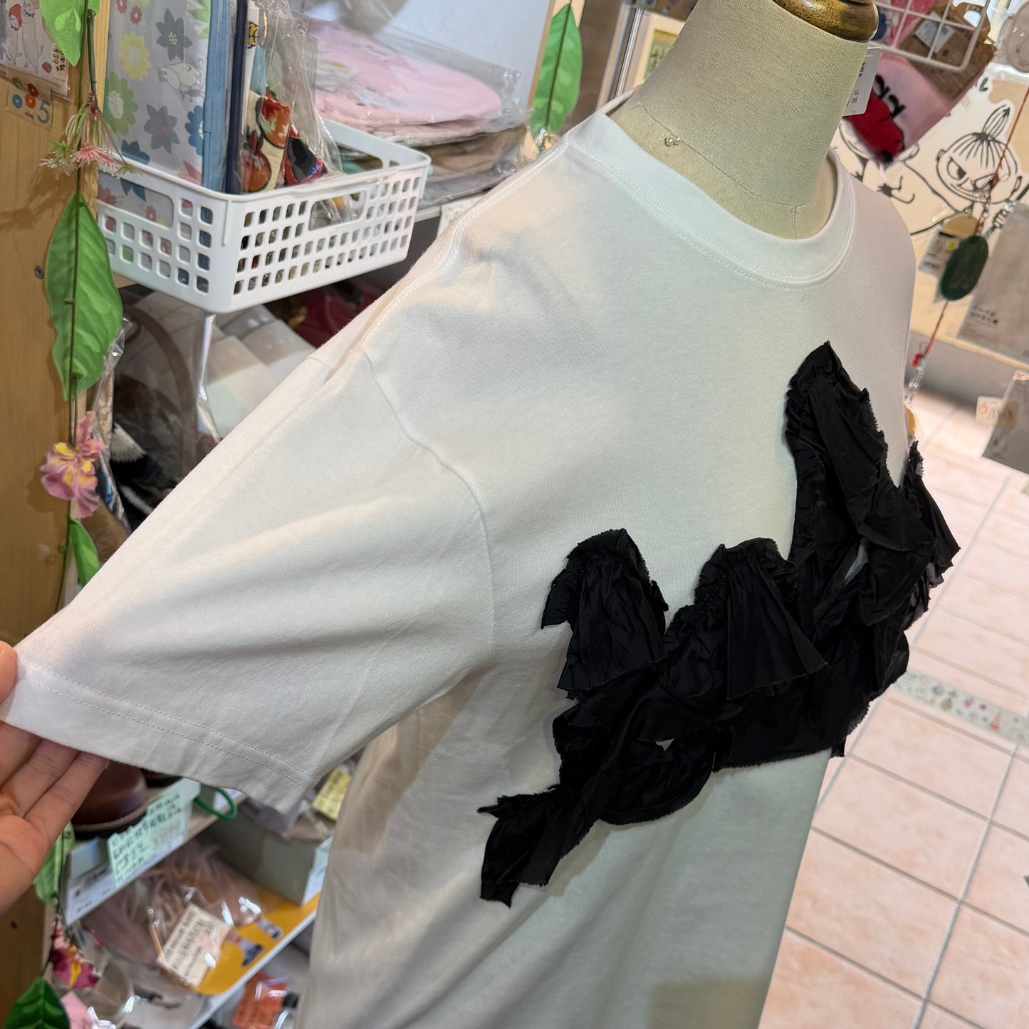 Iki Frill White T-shirt, size M, made in Japan