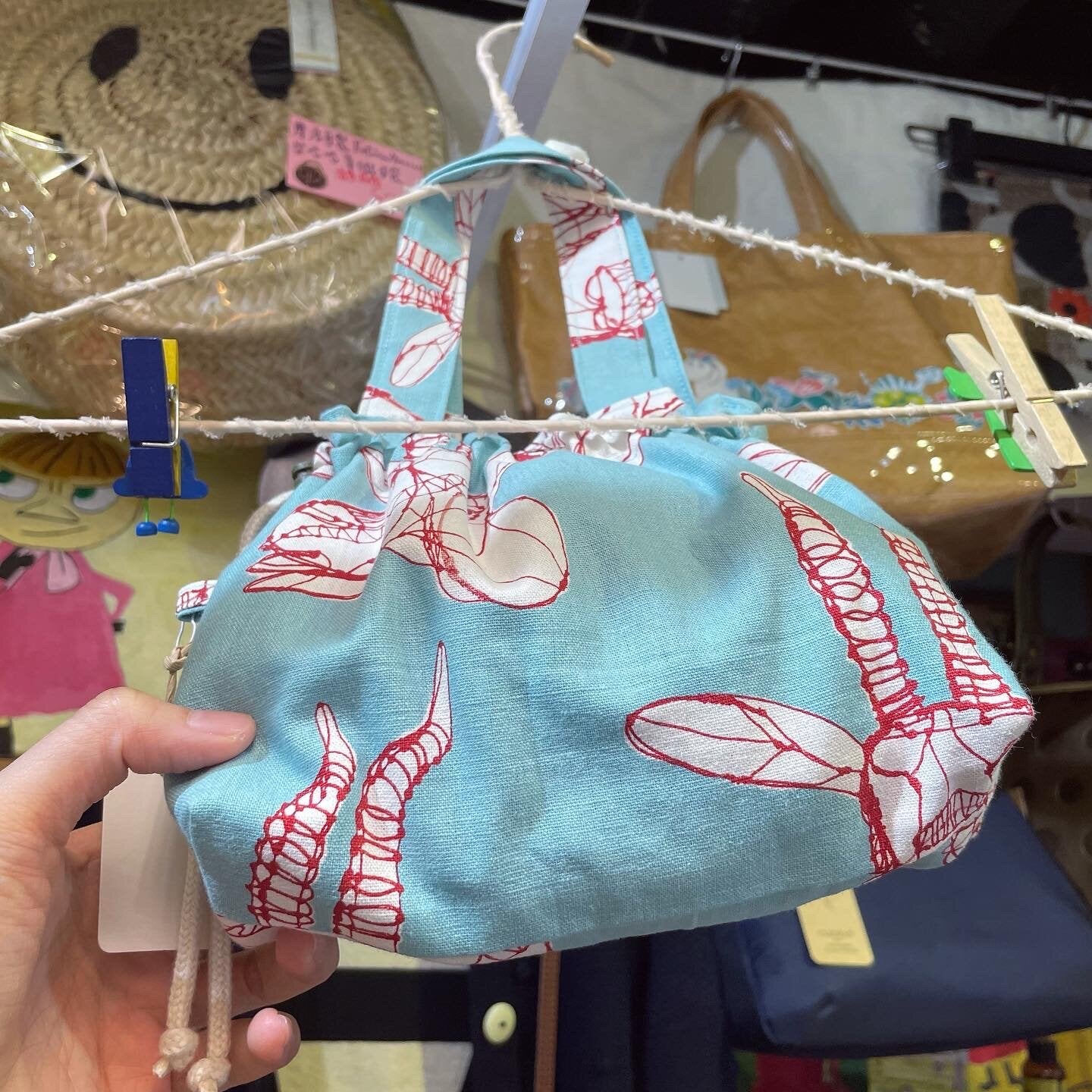 Handmade Deer Print Small Bag, Fabric from Japan