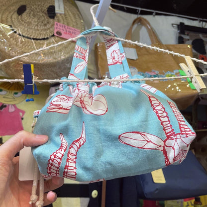 Handmade Deer Print Small Bag, Fabric from Japan