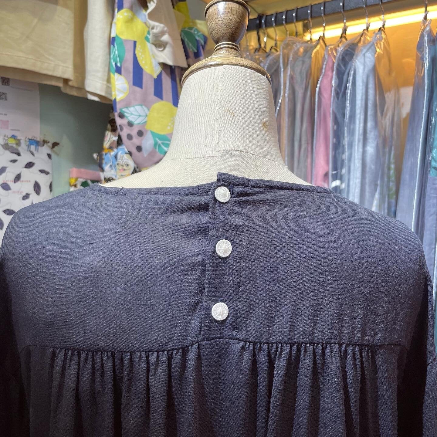 EXTRA20- Haupia Forest Embroidery Black Top, made in Japan