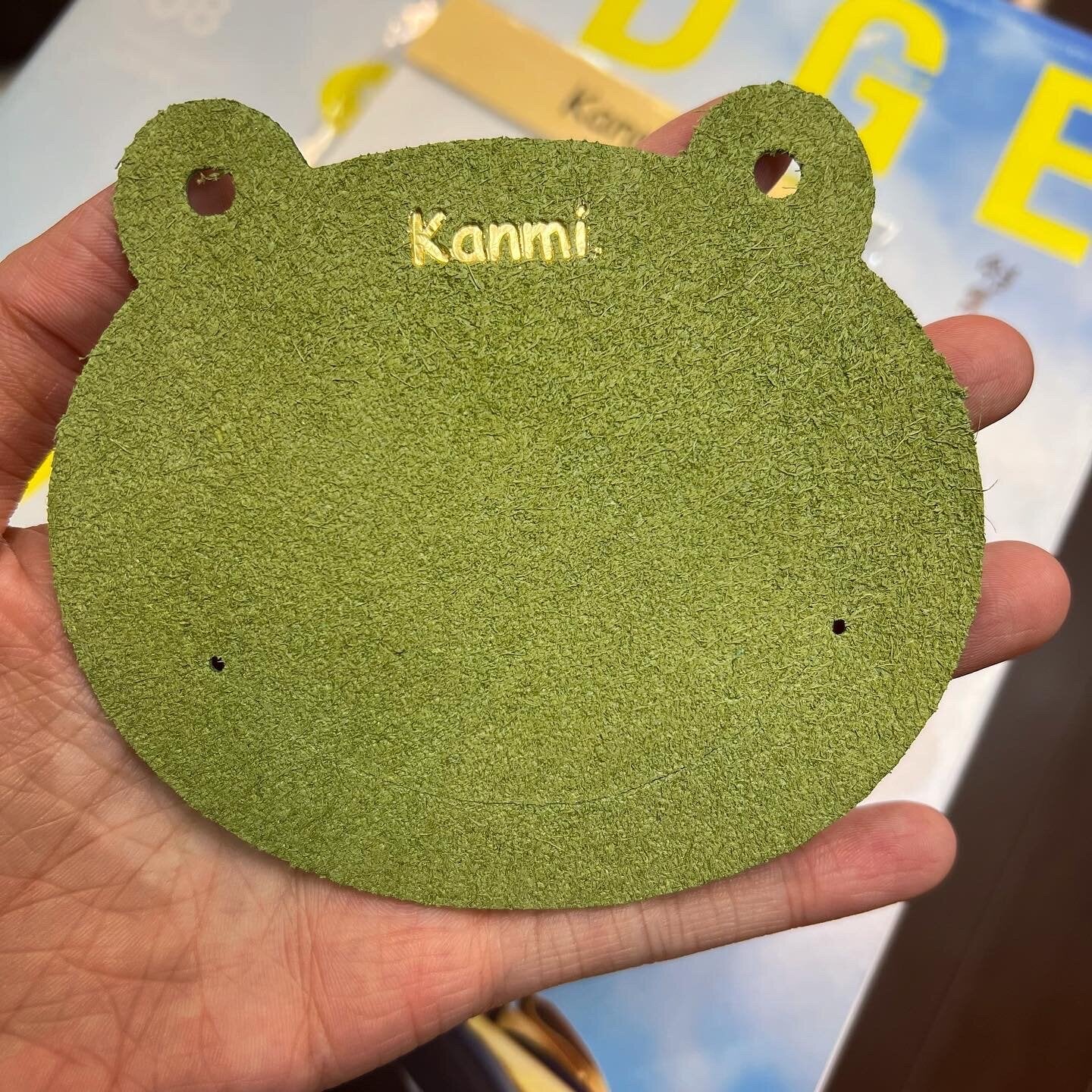 Kanmi Frog Green Leather Coaster,5 Colors, made in Japan